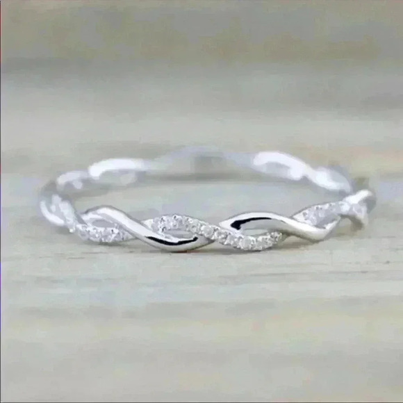 Twisted Eternity Sterling Silver Diamond Ring - Picture 1 of 5